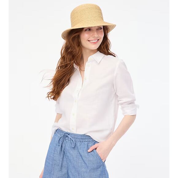 J.Crew Linen Blend Button-Up Shirt - Picture 1 of 7